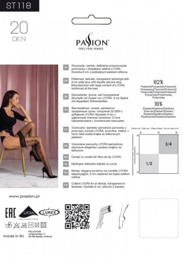 Passion - ST118 Stockings - Black - 1/2 photo