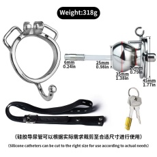 FAAK - 蝴蝶紋樣男用貞操鎖連皮帶及尿道導管 45mm 照片