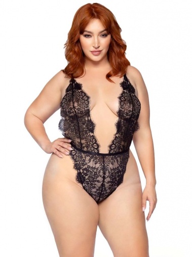 Leg Avenue - Love Affair Robe & Teddy Set - Black - 1X-2X photo