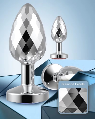 MT - Diamond Facets Metal Anal Plug M - Green photo