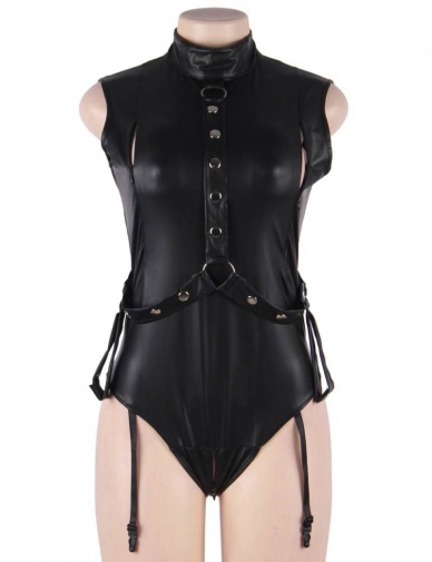 Ohyeah - Open Bust Restraint Teddy - Black - M photo