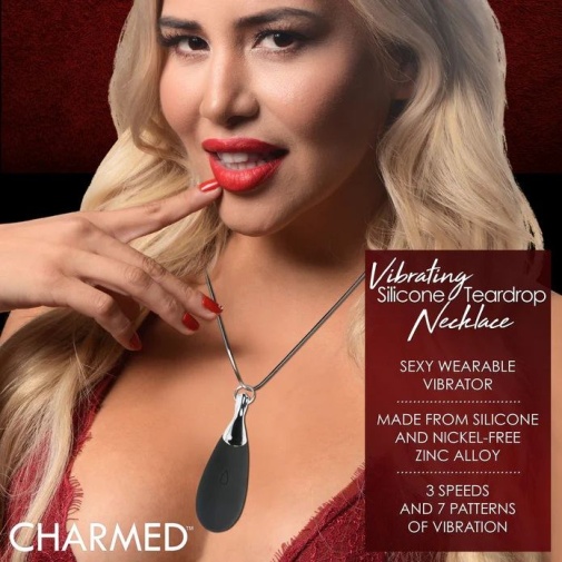 Charmed - 10X Vibro Teardrop Necklace - Black photo