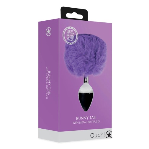 Ouch - 兔子尾巴金屬製後庭塞 - 紫色 照片