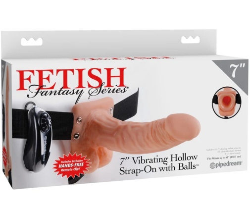 Fetish Fantasy - 7" 束帶連空心震動遙控假陽具 - 肉色 照片