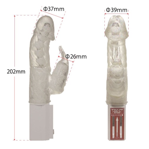T-Best - 強力兔子仿真陽具振動器 - 透明 照片