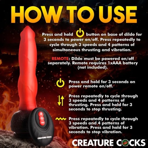 Creature Cocks - Ramming Hound Thrusting Dildo - Black/Red photo