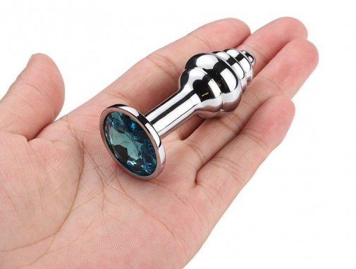 MT - Mini Ribbed Anal Plug - Blue photo