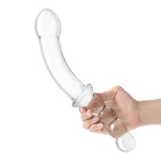 Glas- 12.5” 玻璃雙頭假陽具連後庭珠手柄 照片