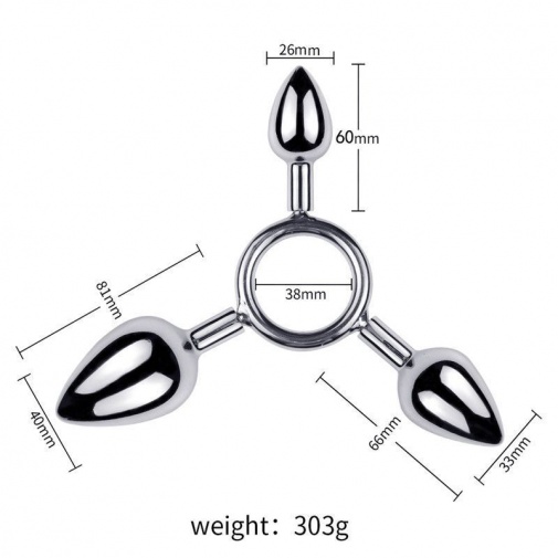 MT - Triple Anal Plug S+M+L - Silver photo