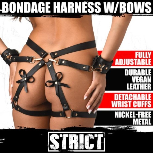Strict - Bows Bondage Harness - Black - M/L photo