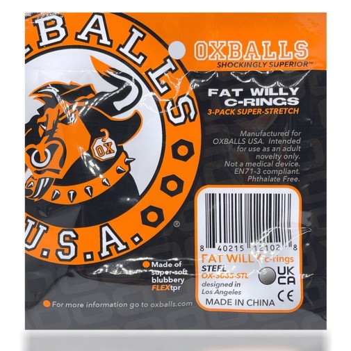 Oxballs - Fat Willy 厚身阴茎环 3件装 - 银色 照片