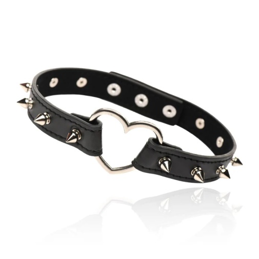 Master Series - Spiked Heart Choker - Black photo