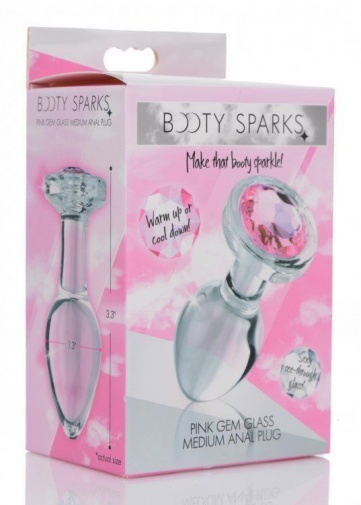 Booty Sparks - 寶石玻璃後庭塞中碼 - 粉紅色 照片