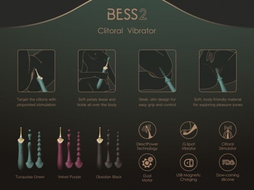 Zalo - Bess 2 Heating Dual Vibrator - Turquoise Green photo