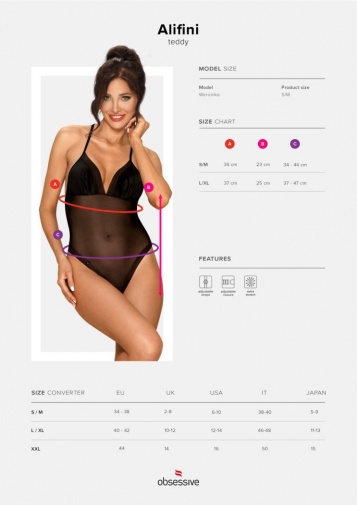 Obsessive - Alifini Teddy - Black - S/M photo