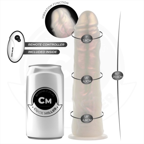 Cock Miller - 20.5cm 可遙控 發光震動假陽具 - 珍珠色 照片