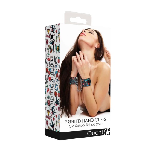 Ouch - Old School Tattoo Hand Cuffs - Black 照片