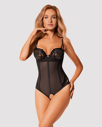 Obsessive - Serena Love Crotchless Teddy - Black - XL/XXL photo