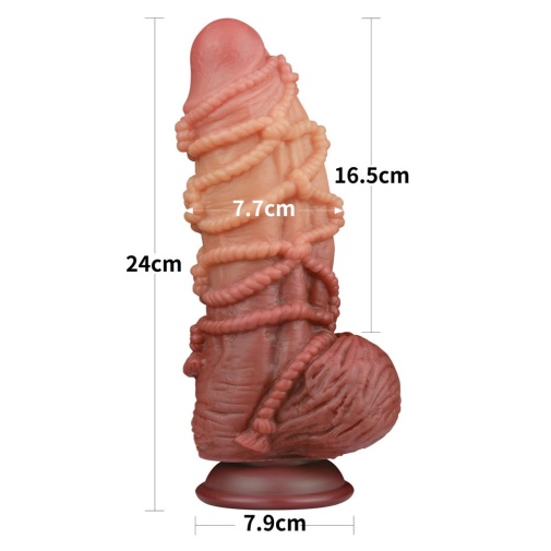 Lovetoy - 9.5" 綁繩索紋雙層仿真陽具 照片