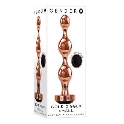 Gender X - 鋁製堅硬串珠後庭塞 細碼 - 金色 照片