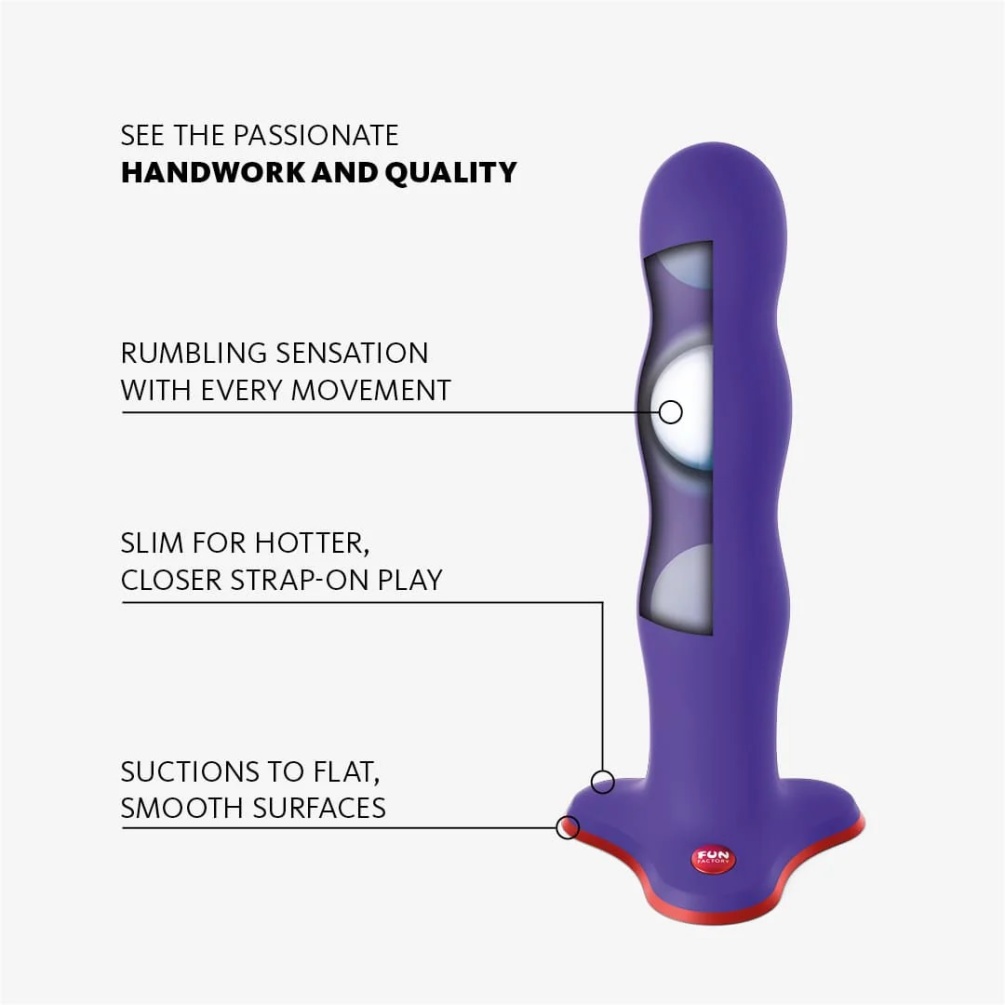 The gentle movements of the rotating balls inside BOUNCER cr... Fun Factory - Bouncer Rumbling Dildo - Flashy Purple photo-3