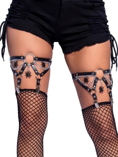 Leg Avenue - Spider O-Ring Garter - Black photo