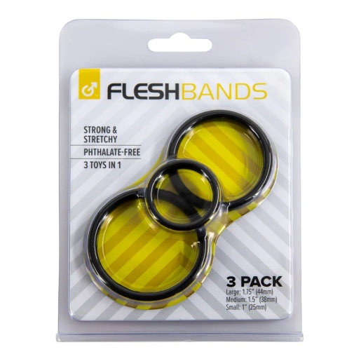 Fleshlight - FleshBands 阴茎环 3件装 - 黑色 照片