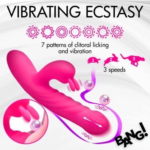 Bang! - Thrusting Licking Vibro Rabbit - Pink photo