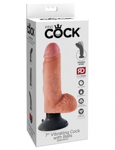 King Cock - Vibrating Cock 7" with Balls - Flesh photo