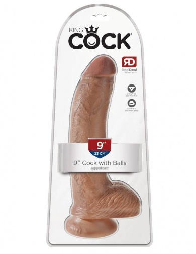 King Cock - 9″ Cock With Balls - Caramel photo