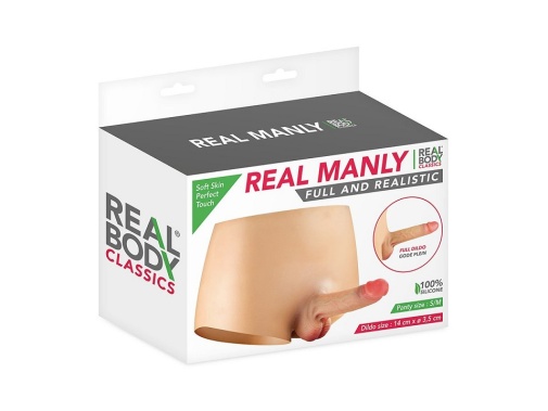 Real Manly - 短褲連仿真假陽具 - 肉色 - 細/中碼 照片