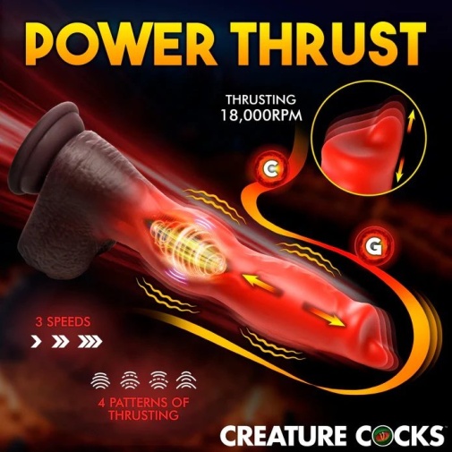 Creature Cocks - Ramming Hound Thrusting Dildo - Black/Red photo