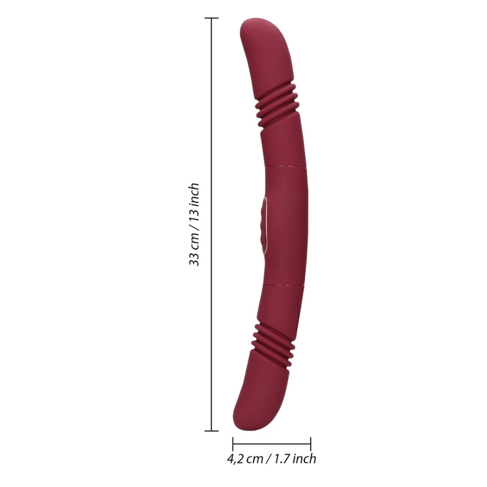 This Double-Sided Thrusting Vibrator is designed to provide ... Loveline - Double Sided Thrusting Vibrator - Red photo-8