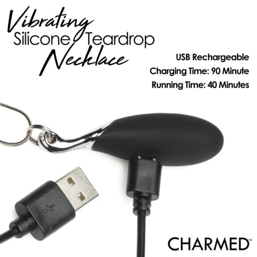 Charmed - 10X Vibro Teardrop Necklace - Black photo