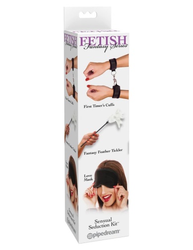 Fetish Fantasy Sensual Seduction BDSM 手扣&眼罩&挑逗棒 3件套裝組 - 黑色 照片