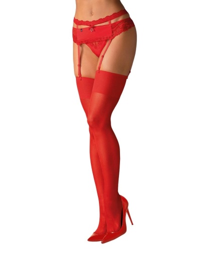 Obsessive - S800 Stockings - Red - S/M photo
