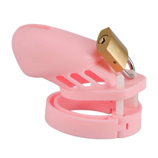 MT - Silicone Short Chastity Cage - Pink photo
