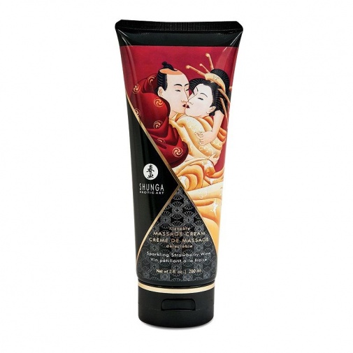 Shunga - 草莓气泡酒味可食用按摩乳霜 - 200ml 照片