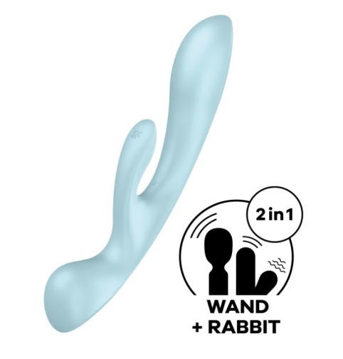 Satisfyer - 三重刺激兔子震動棒 - 淺藍色 照片