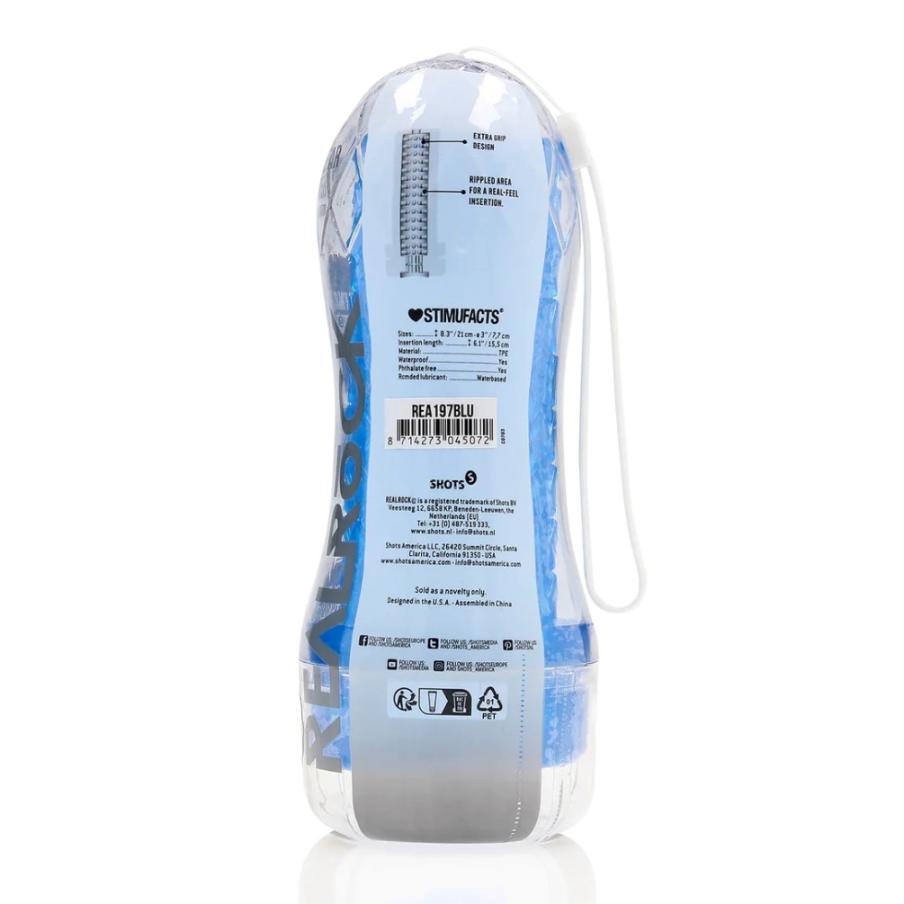 Experience sexual pleasure and let your fantasies go wild! T... RealRock - Easy Rider Textured Cup Masturbator - Blue photo-8