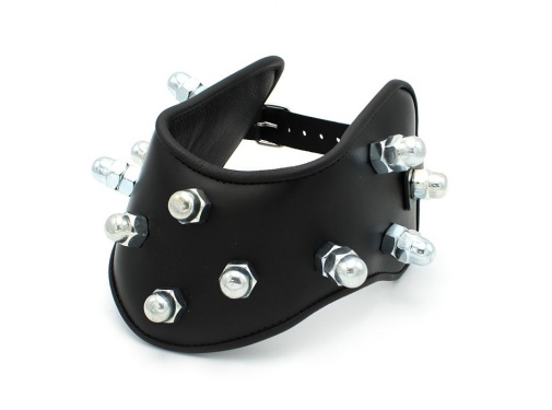 Kiotos - Spikey Nuts Leather Collar - Black photo