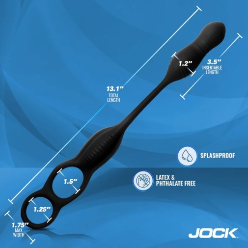 Jock - 强力抽插后庭塞连阴茎环 - 黑色 照片