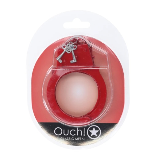 Ouch - Classic Metal Hand Cuffs - Red 照片
