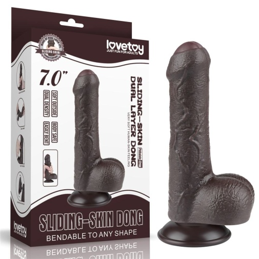 Lovetoy - 7" Sliding Skin Dildo - Brown photo
