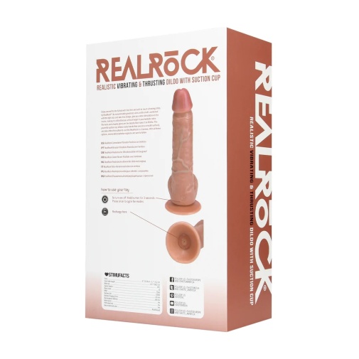 RealRock - 8" Thrusting Vibro Dildo w Balls - Caramel photo