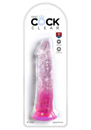King Cock - 8" 仿真透明假阳具 - 粉红色 照片