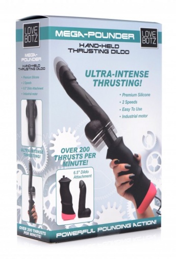 LoveBotz - Mega-Pounder Hand-Held Thrusting Dildo - Black photo