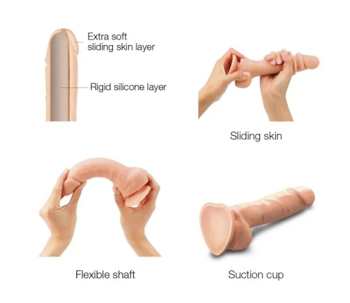 Strap-On-Me - 帶包皮仿真陽具 中碼 - 雲呢拿色 照片