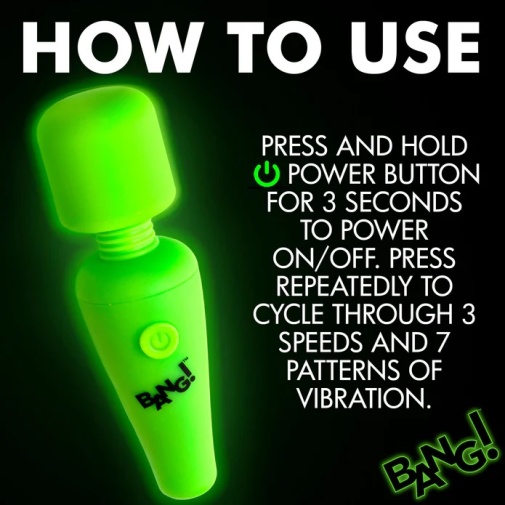 Bang! - 10X Glow Mini Wand Massager - Green photo