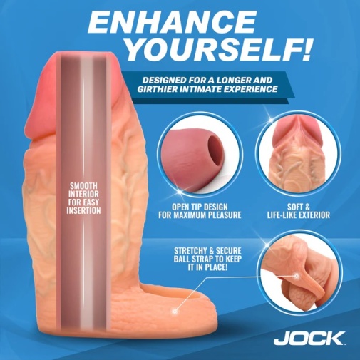 Jock - 贯通型增粗阴茎套 - 米色 照片